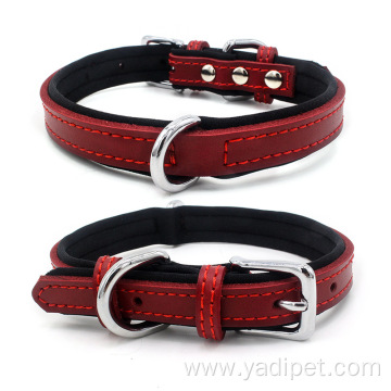 Full Grain Leather Dog Padded Pet Collar